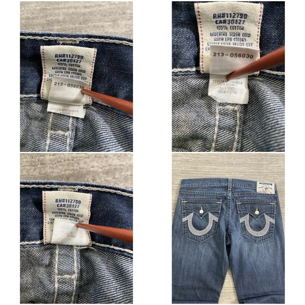 Vintage Y2K Mens True Religion Straight Jeans Blue Tag 38 Fit 40 x 33